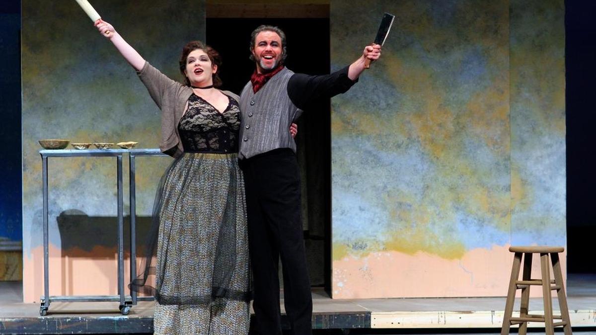 Mike Haskey mhaskey@ledger-enquirer.com Adam Clough (Sweeney Todd) and Kristen Metcalfe (Mrs. Lovett) rehearse for the Springer Opera House production of "Sweeney Todd:The Demon Barber of Fleet Street." 02/18/16