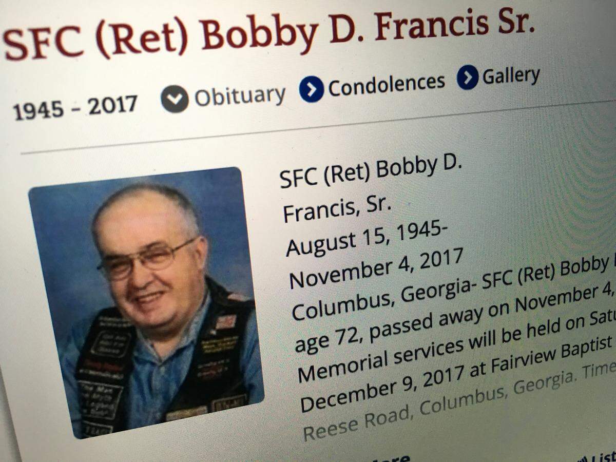 Bobby Francis Sr.’s photo from his Ledger-Enquirer obituary.