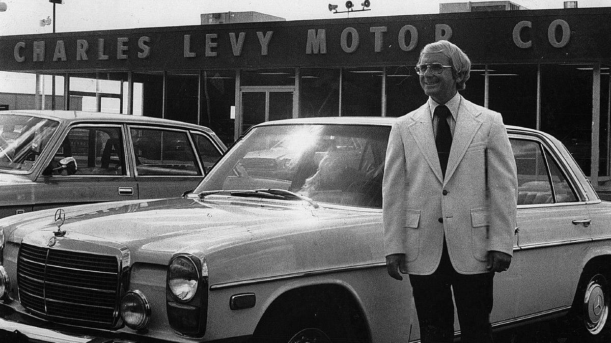 Charles Levy at his Box Road automobile dealership in this undated photo.