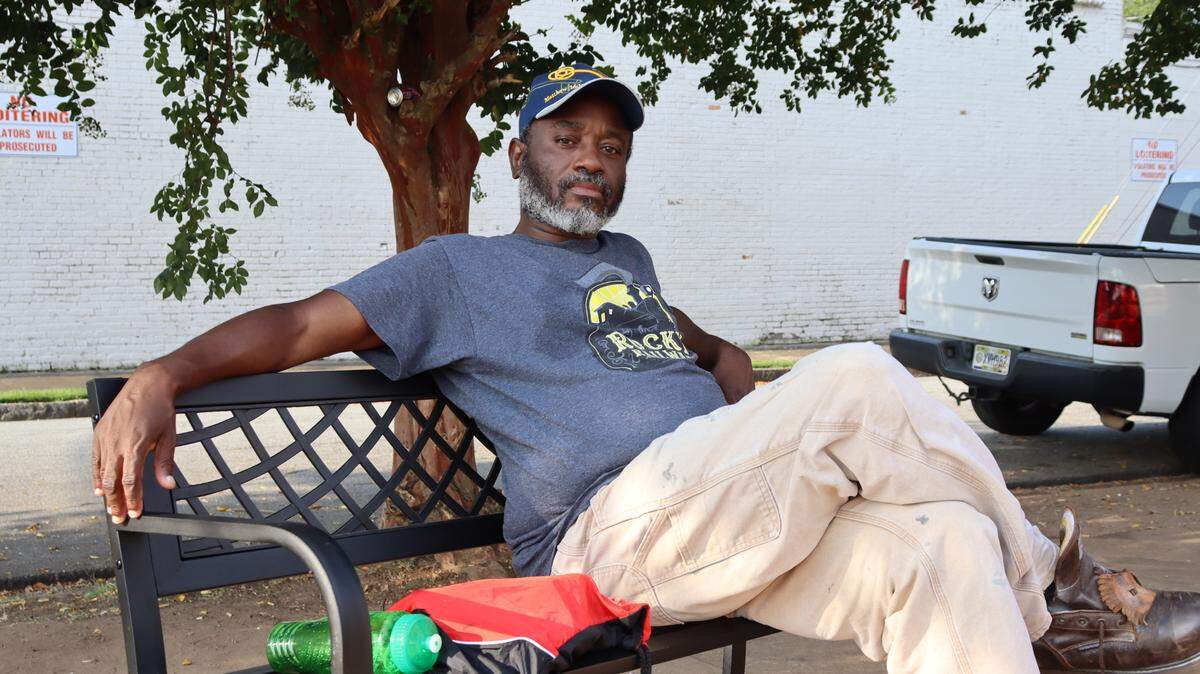 Bryant Wall, 54, enjoyed space and peace at a bench in front of the Safehouse Ministries on Hamilton Rd.