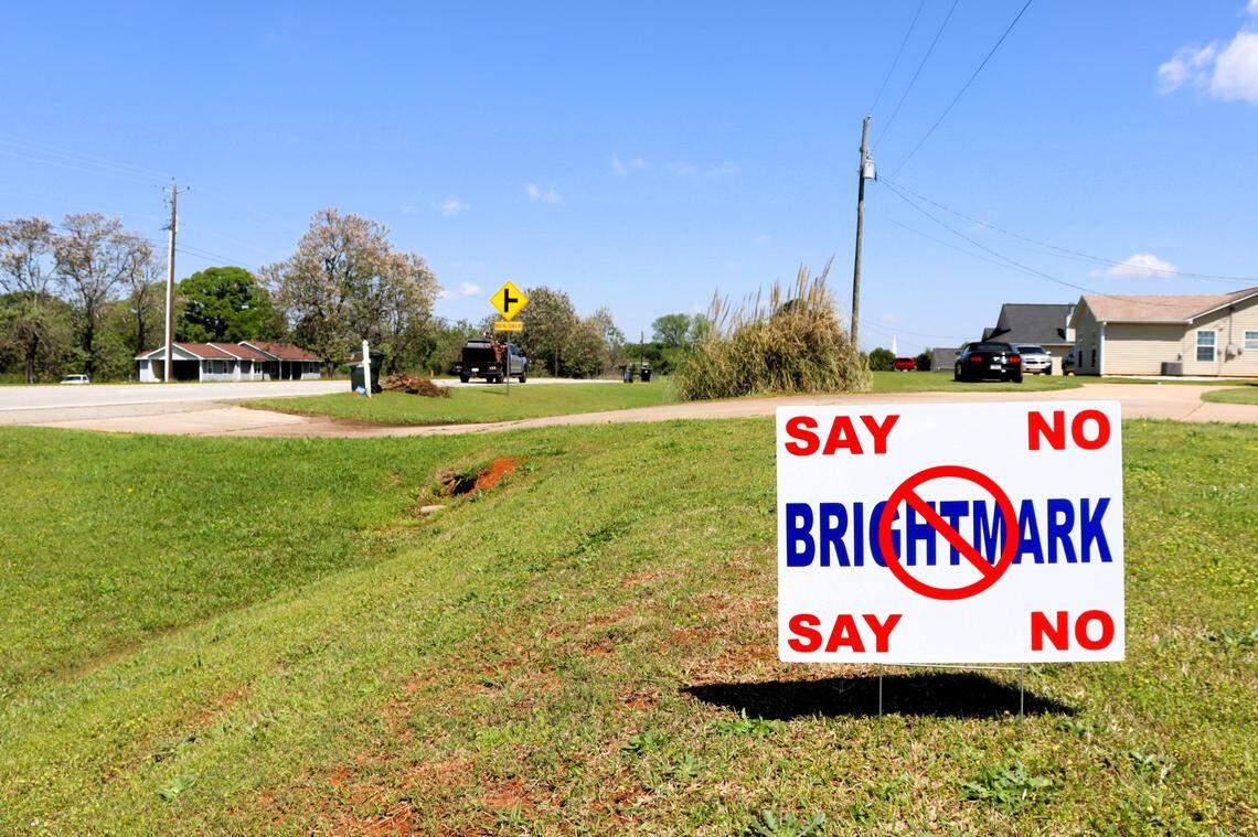 A house along State Route 36 in Upson County, across the street from the industrial park, with a sign opposing Brigthmark’s plastics plant. It’s one of 300 signs distributed throughout Thomaston-Upson County by the Upson Environmental Government Transparency Group.
