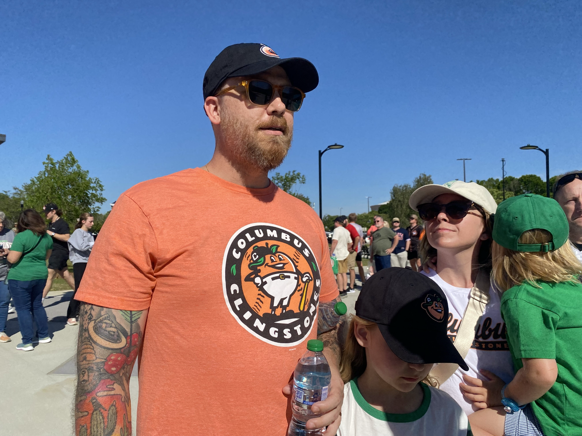 The Spencer family, in attendance for the first Columbus Clingstones home game.