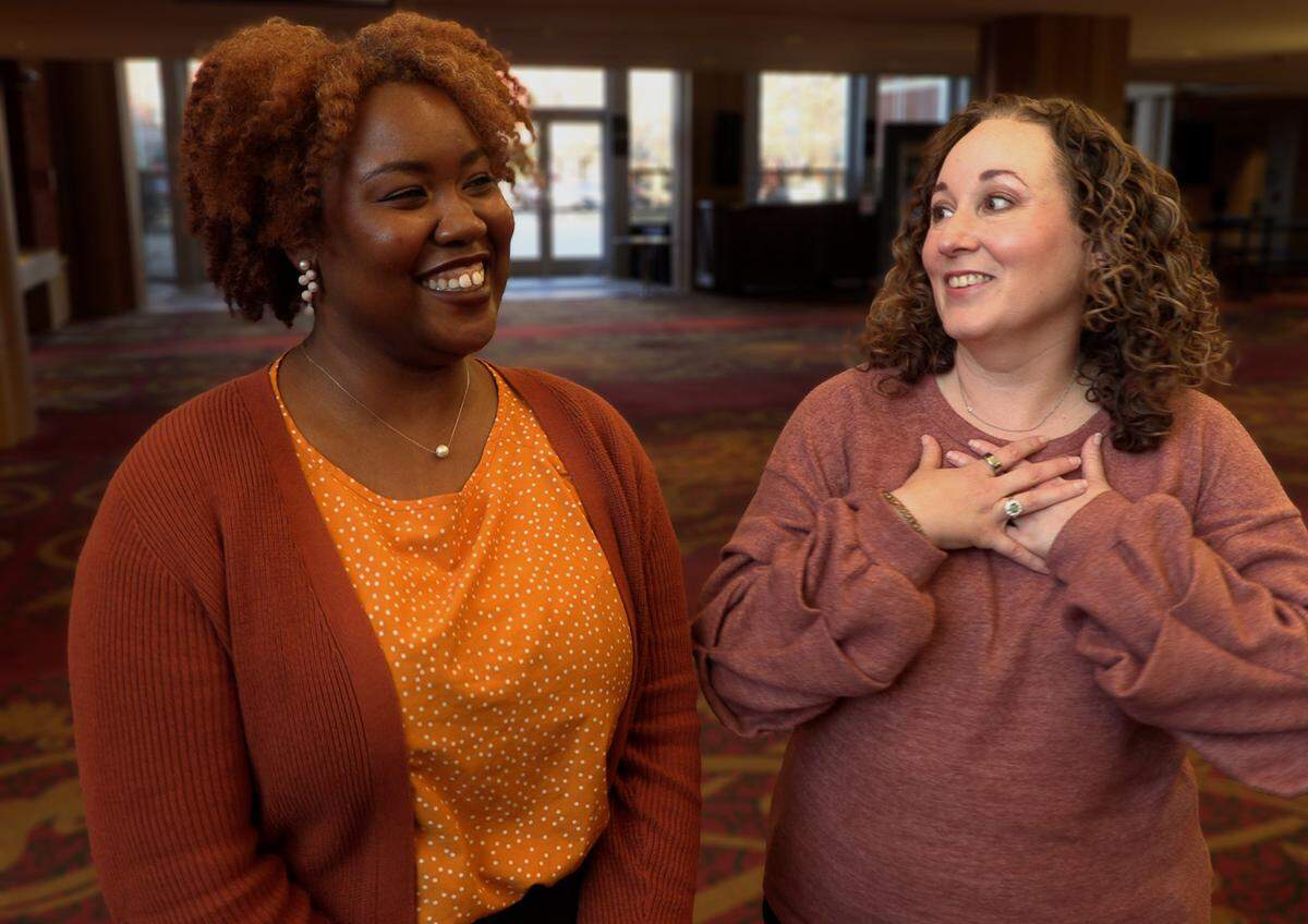 Alexandra Countryman, left, the MCSD Teacher of the Year nominee from South Columbus Elementary School was a student of Christie Akers,right, who was named the district’s 2024 Teacher of the Year. 01/16/2025