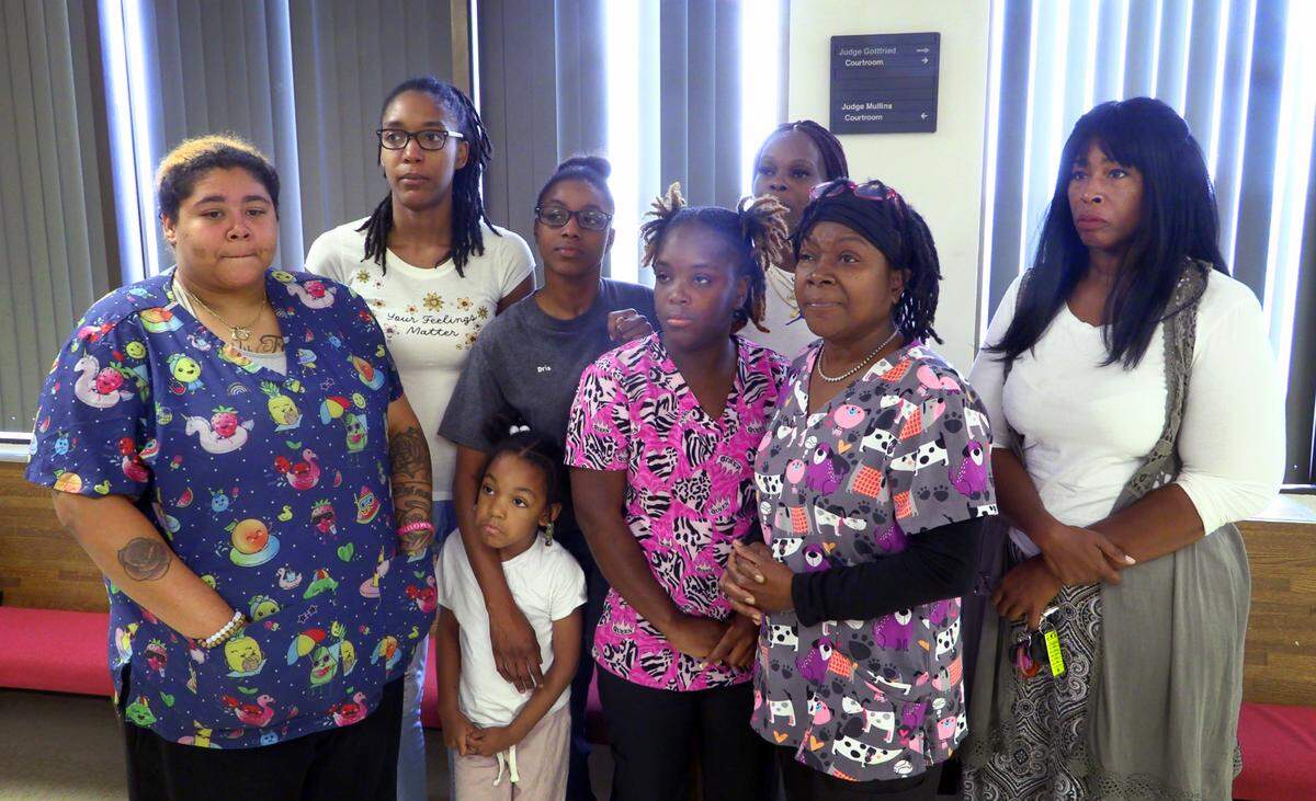 Family members of Chasity Walker speak on her behalf Tuesday morning after court. 05/24/2023