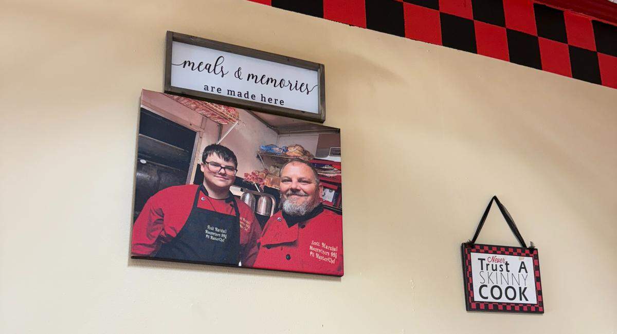 Scott Marshall owns Moonswiners BBQ, 547 Veterans Parkway in Columbus. He is pictured here with his son, Todd Marshall.
