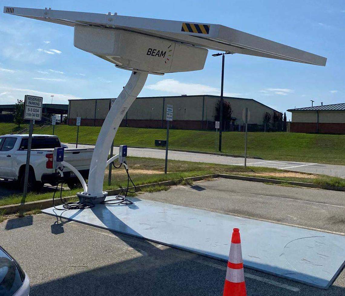 With two ports for electric vehicles, there are at least 34 at Fort Moore that output 140 solar miles and 265 solar and battery miles.