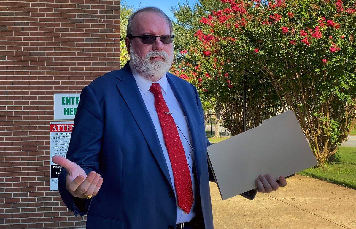 Mark Shelnutt, defense attorney for Deleiah Diane Freeney, answers questions from the media after Freeney’s Thursday morning hearing in Columbus Recorder’s Court. 08/17/2023