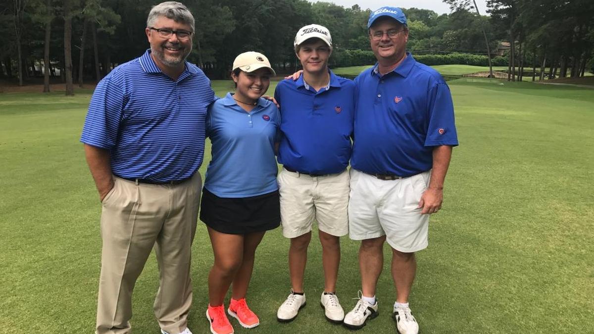 Columbus girls golf coach Joe McDaniel and daughter Mary Catherine McDaniel join boys coach Chris Parker and son Jonathan Parker as All-Bi-City Coaches and Golfers of the Year.