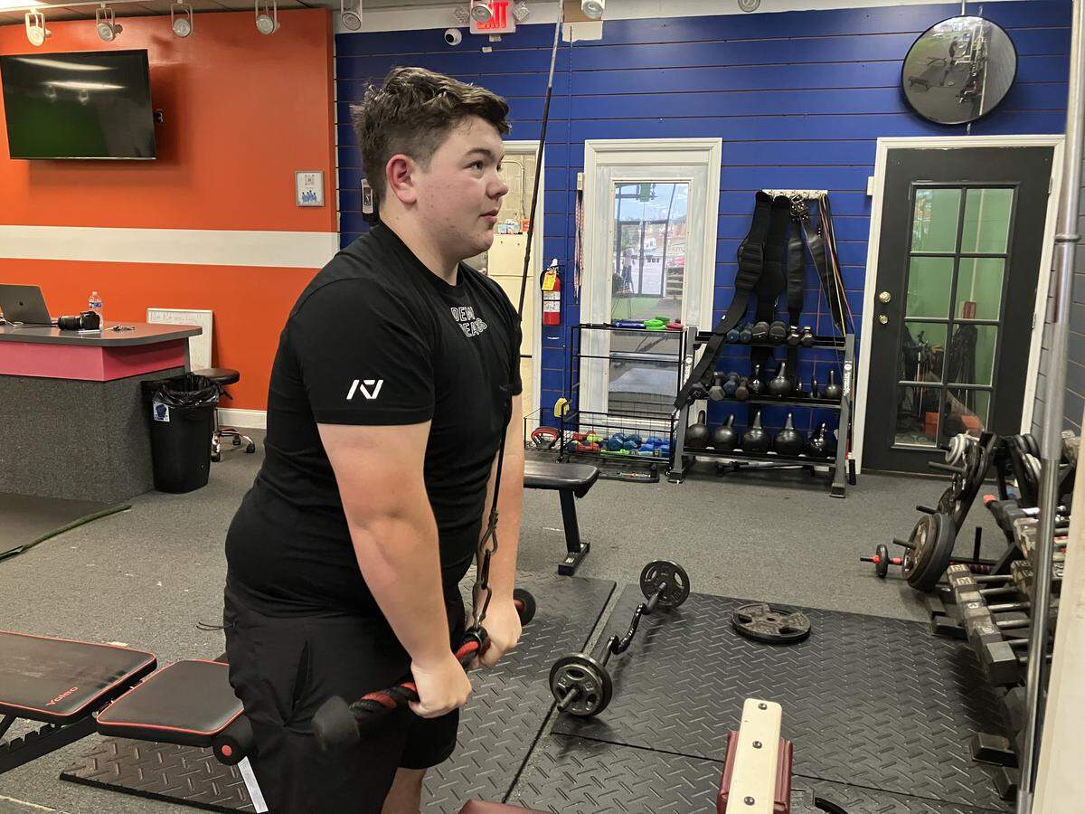 Nash Earwood exercises Nov. 7, 2025, at 4.0 Fitness, 4701 Buena Vista Road in Columbus. Nash set three state records for 12-year-olds Sept. 13 at the USA Powerlifting event in Ringgold, Georgia.