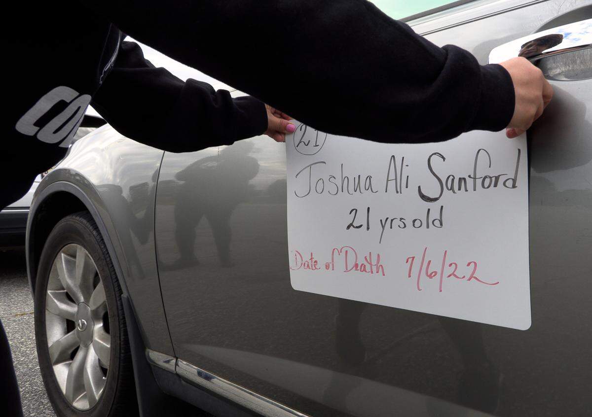 Participants in the “Stop the Violence Motorcade” event, organized by 100 Women on the Move, drove through Columbus with the names of homicide victims displayed on their vehicles. 03/18/2023