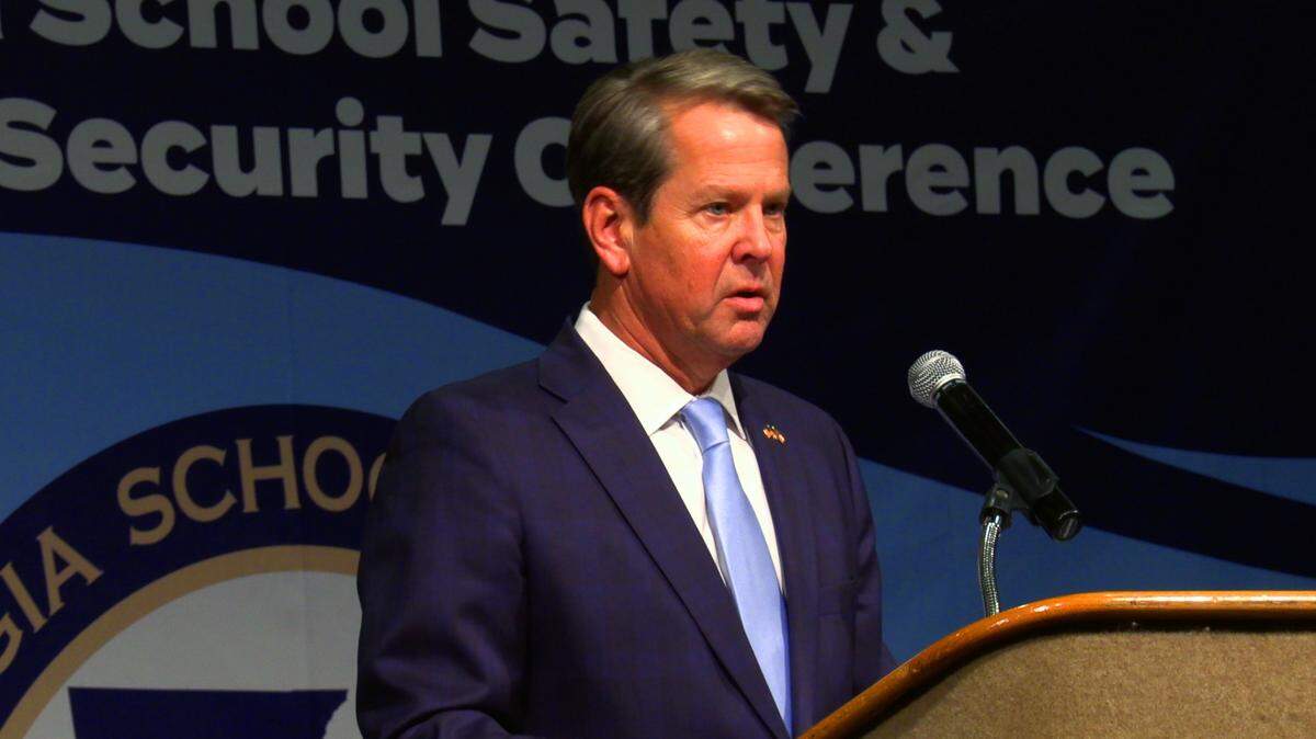 Governor Brian Kemp speaks Thursday afternoon at the 2022 Georgia School Safety & Homeland Security Conference in Columbus, Georgia. 06/23/2022