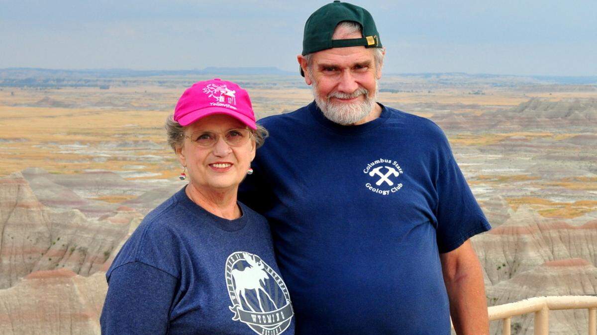 DANNY REDDING/Special to the Ledger-Enquirer 
 In this August 2012 photo, the last one of them together, Columbus State University geology professor Bill Frazier and his wife, Sandy, tour Badlands National Park in South Dakota the day before she died in a car crash as they drove through Wyoming on the way to Denver for their flight home.