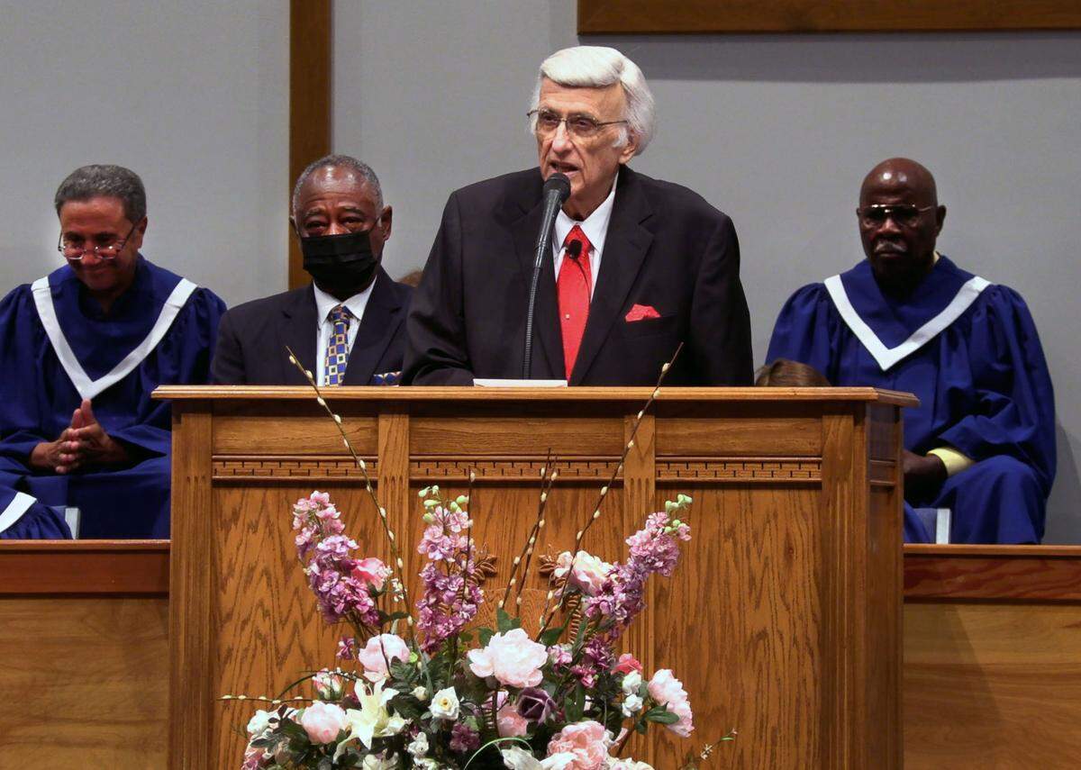Pastor Tony Dickerson of Pinehurst Baptist Church in Columbus, Georgia preaches during a recent Sunday morning service.