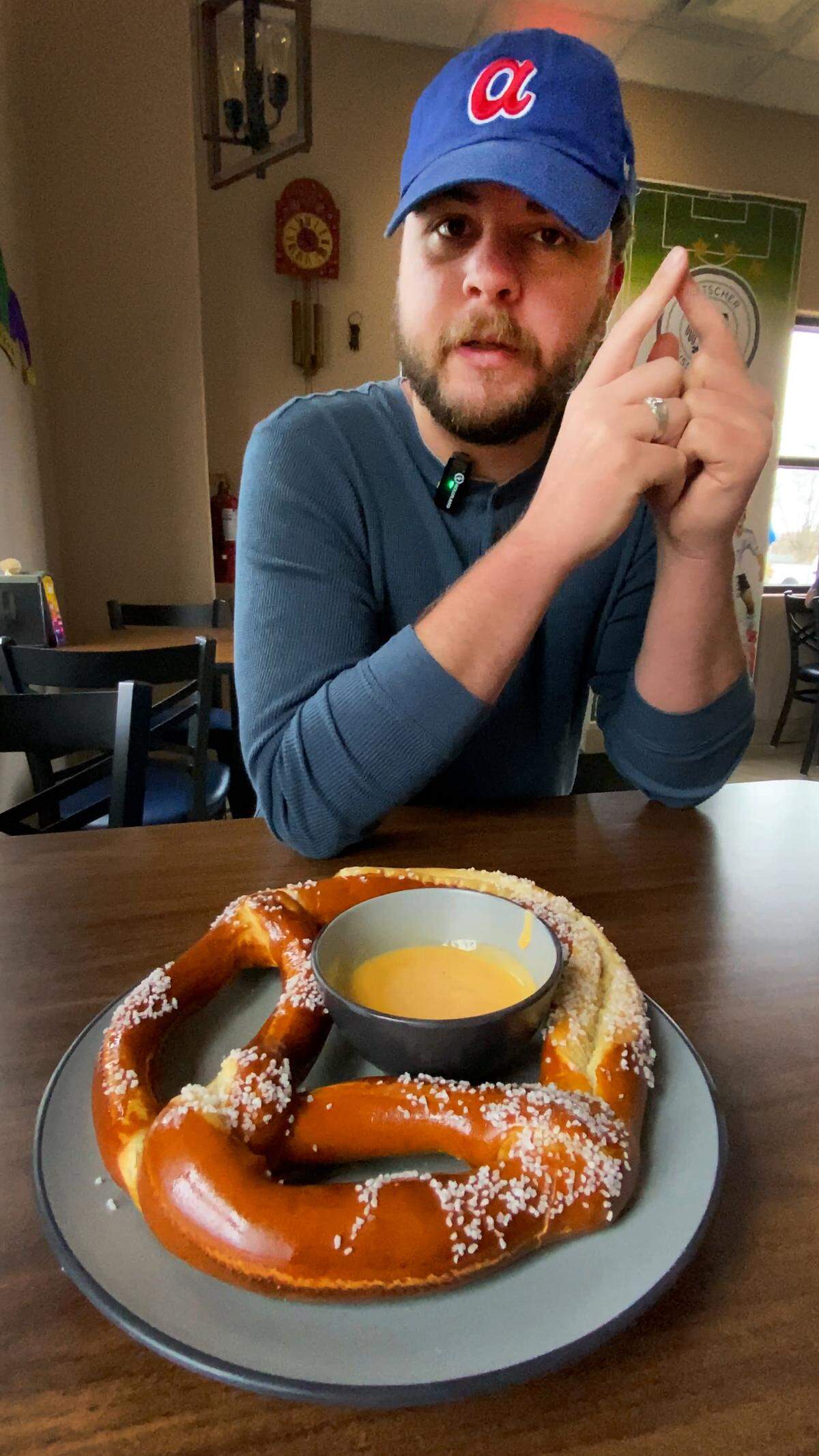 Ledger-Enquirer reporter Kelby Hutchison tried some German food, including this pretzel with beer cheese, at The Schnitzel Lot/German Food Gifts & More in Phenix City.