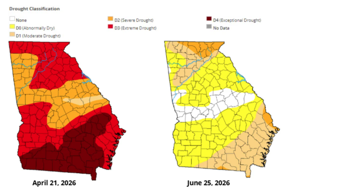 Columbus got 20 inches of rain in 60 days. Is the drought over in Georgia?