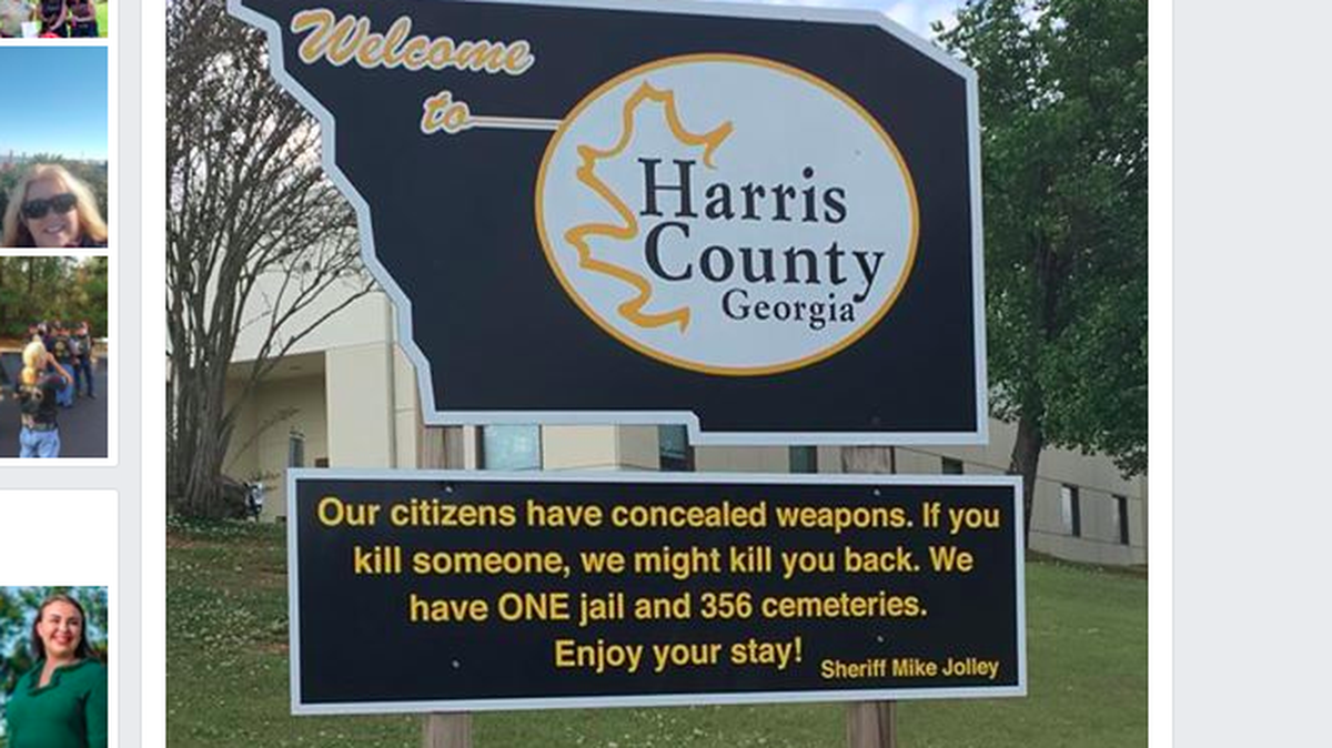 Sheriff Jolley's sign outside the Harris County Sheriff's Department