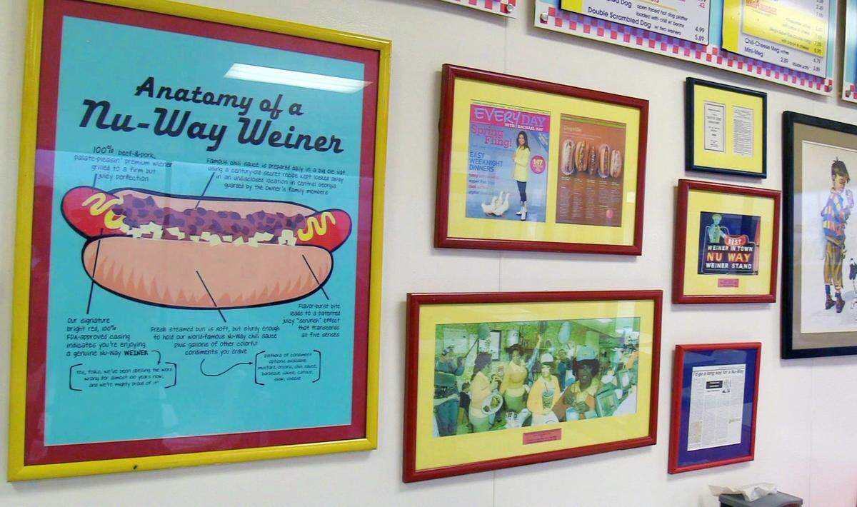 This is the interior of a Nu-Way Weiners restaurant in Macon, Georgia.
