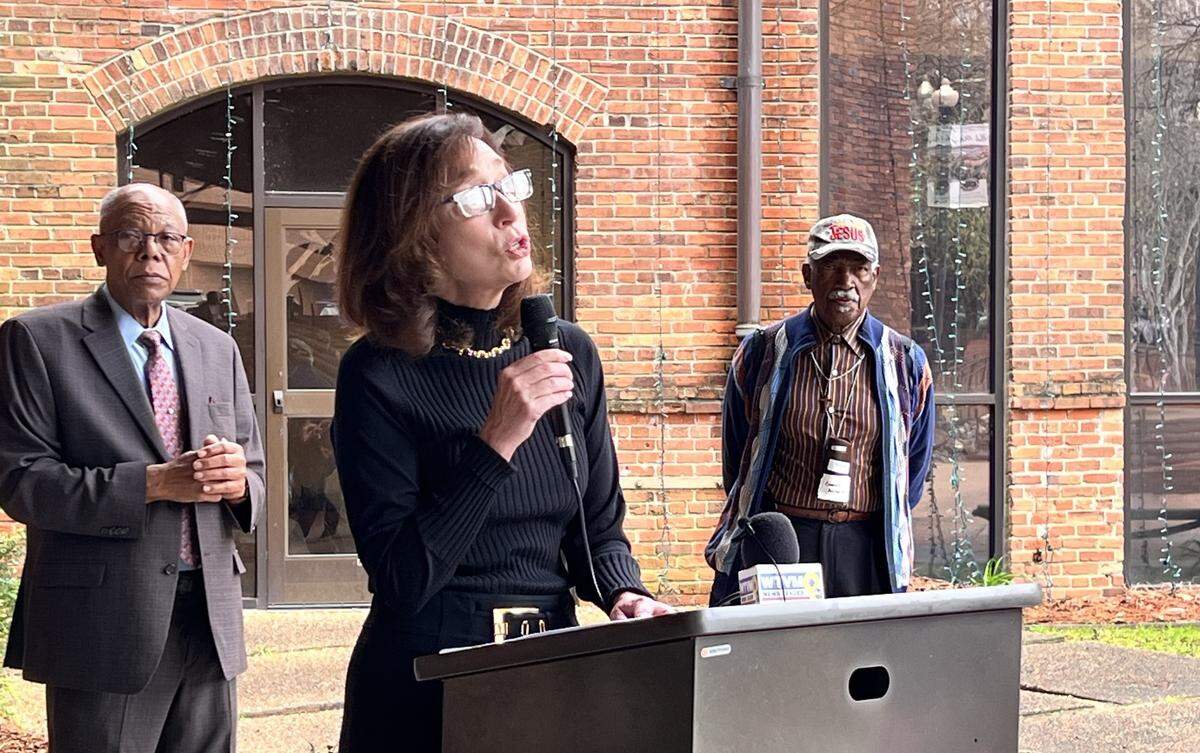 During a news conference March 14, 2025, at the Columbus Convention & Trade Center, former Columbus Mayor Teresa Tomlinson spoke in defense of City Manager Isaiah Hugley. Newly appointed Columbus Councilor John Anker has called for Hugley to be fired. Tomlinson also condemned the council’s 6-3 vote to appoint Anker during the same meeting where Judy Thomas resigned from the council, not allowing time for public input.
