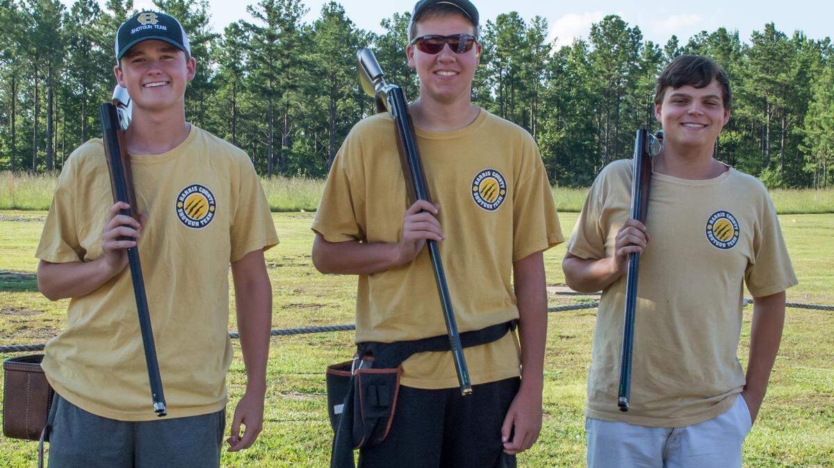 The Harris County shotgun shooters who made the 2018 all-state are, from left, Gabriel Tharpe, Parker Diehl and William Whitten.