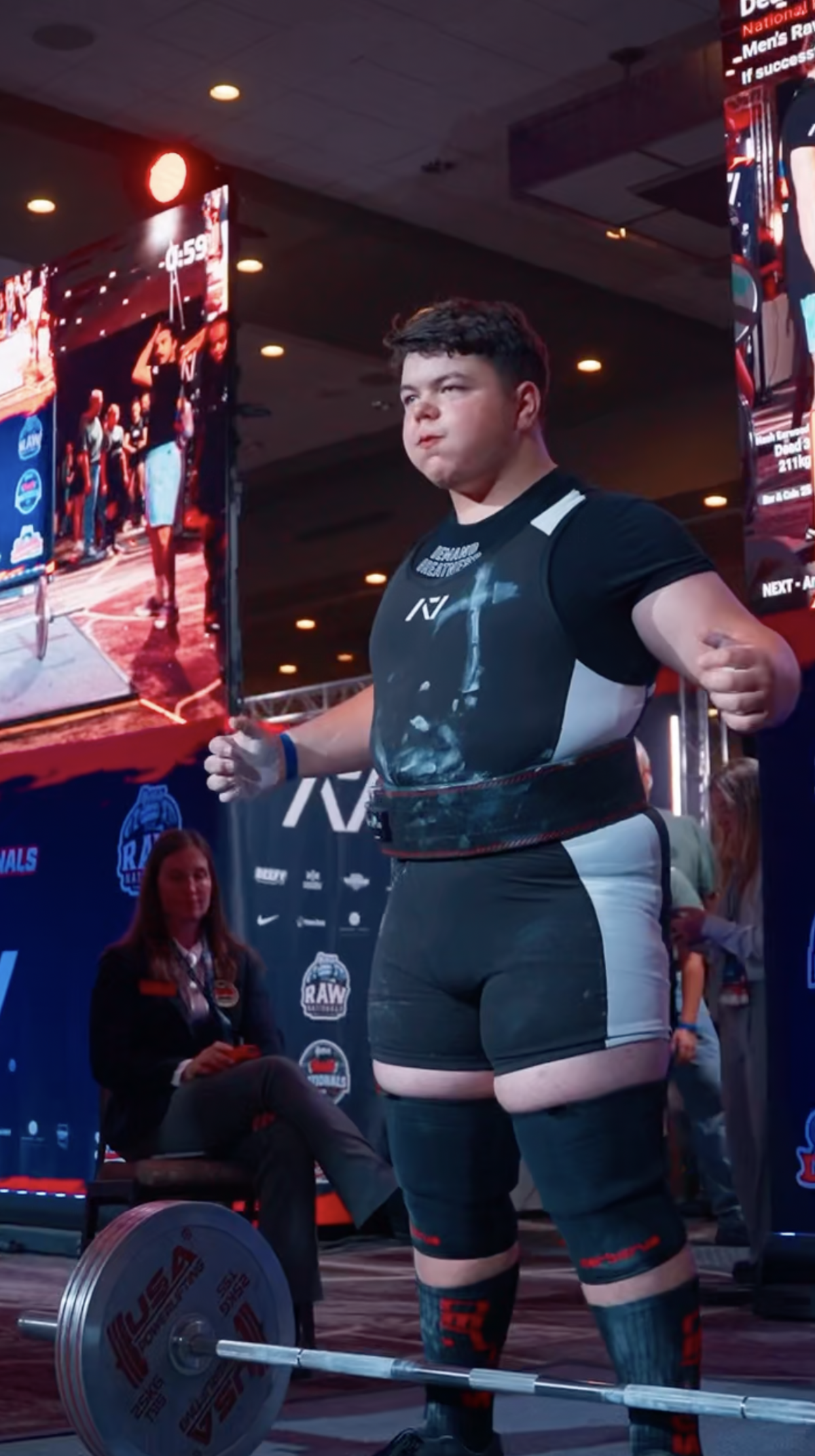 Nash Earwood gears up for a deadlift attempt at the USA Powerlifting Youth Nationals in Lombard, Illinois, on June 12, 2026.