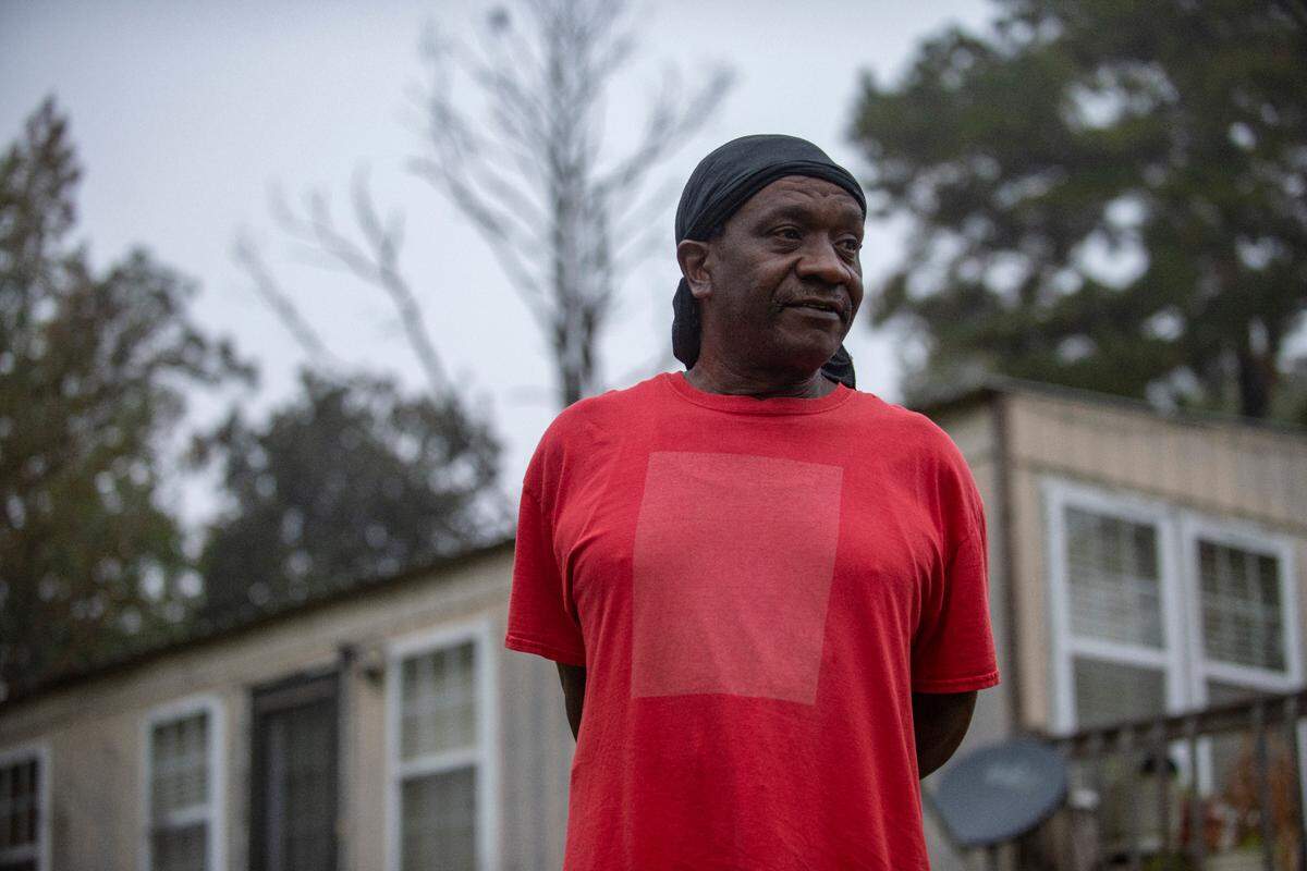 Ronell Martin poses for a portrait at his home in Warm Springs, Georgia, on Oct. 27, 2020. Martin has a Trump sign in his yard, but said it is his girlfriend’s and he plans to vote for Democrat Joe Biden on Nov. 3.