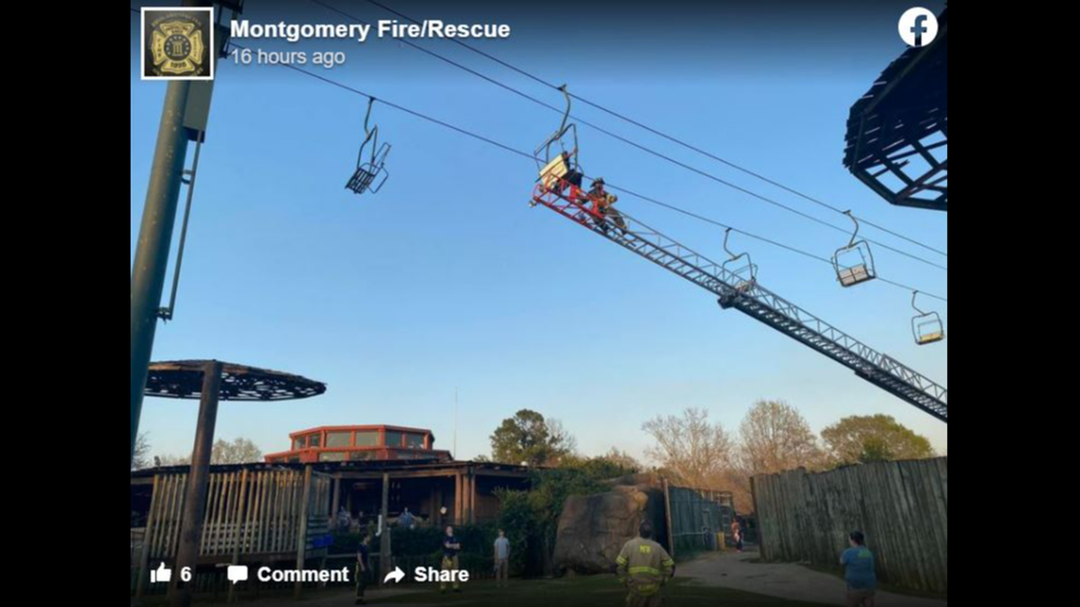 Ten people were rescued from a broken sky lift at a zoo in Alabama, officials said.