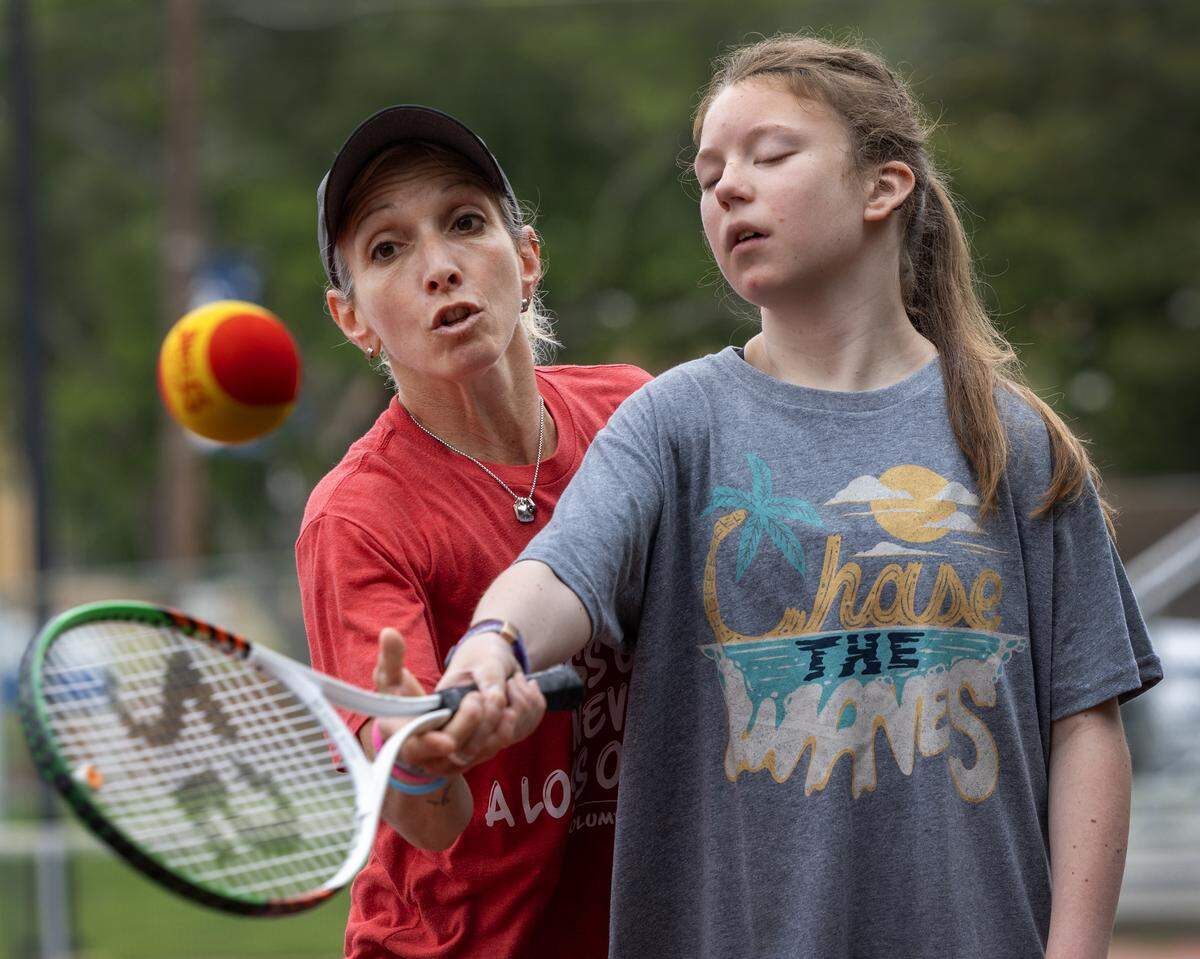 “Camp Abilities is a sports camp for kids that are blind or visually impaired,” said camp director Jeanine Fittipaldi-Wert, left, associate professor of health & physical education at Columbus State University, pictured May 24, 2026. “It’s where we focus on sports that are either in the Paralympics or sports for individuals that are blind. It also promotes socialization and independence.”