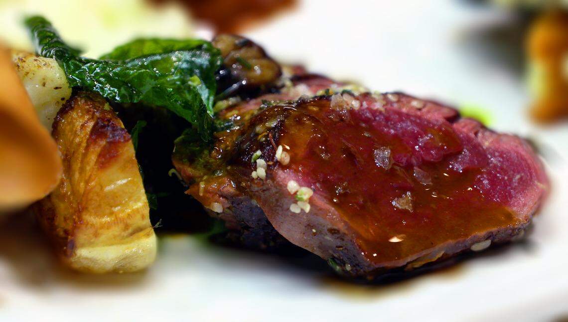 This week’s Foodie Friday takes us to Epic Restaurant in Columbus, Georgia, where Nick Wooten was finally able to finish his “walkabout” in search of a place to eat Kangaroo. This is Nick’s entree of Hemp Crusted Kangaroo.