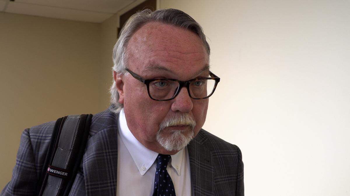 Prosecutor Lewis Lamb answers questions from the media Friday afternoon after Muscogee Superior Court Judge Maureen Gottfried delivered the verdict at the trial of Darius Jamar Travick. 02/09/2024