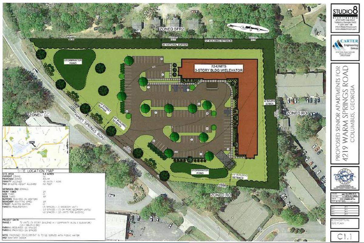 Developers are proposing a 72-unit senior living apartment complex on Warm Springs Road.