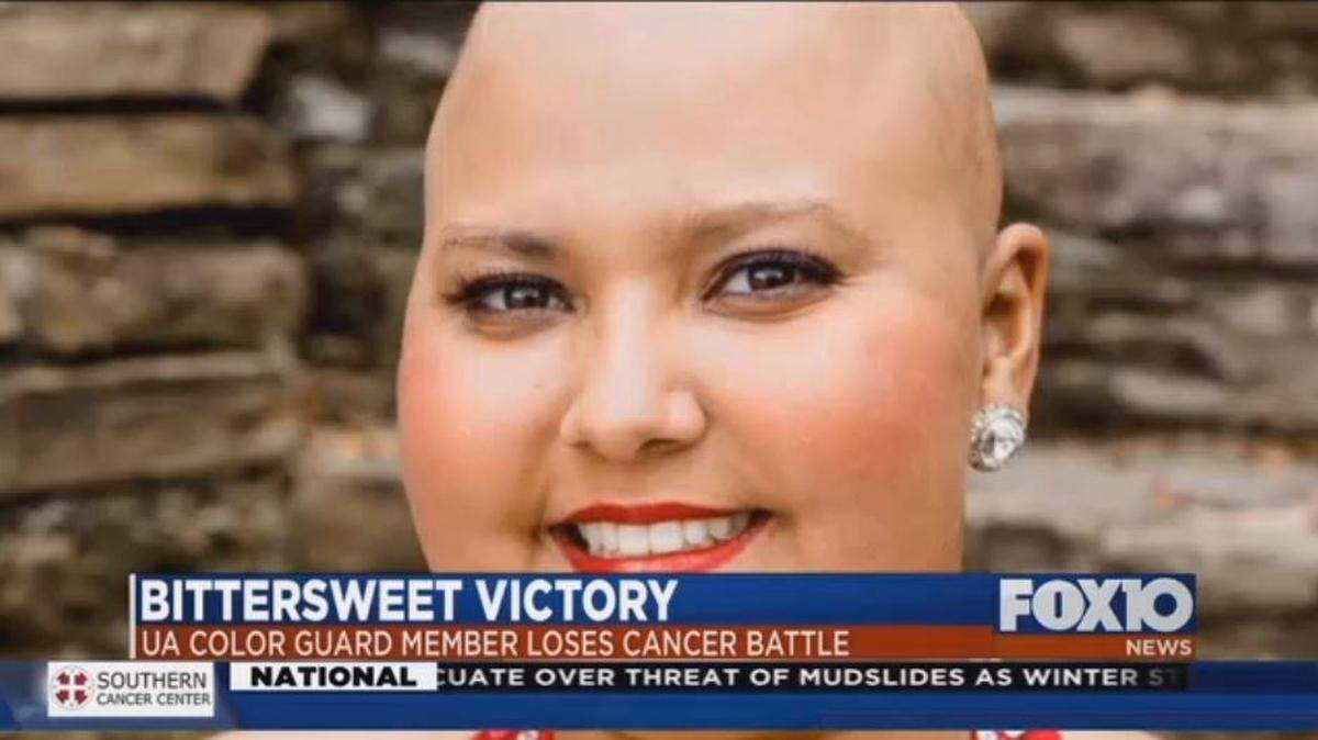 Stephanie Cartagena, a member of the University of Alabama Million Dollar Band color guard, passed away from cancer hours before the championship win.