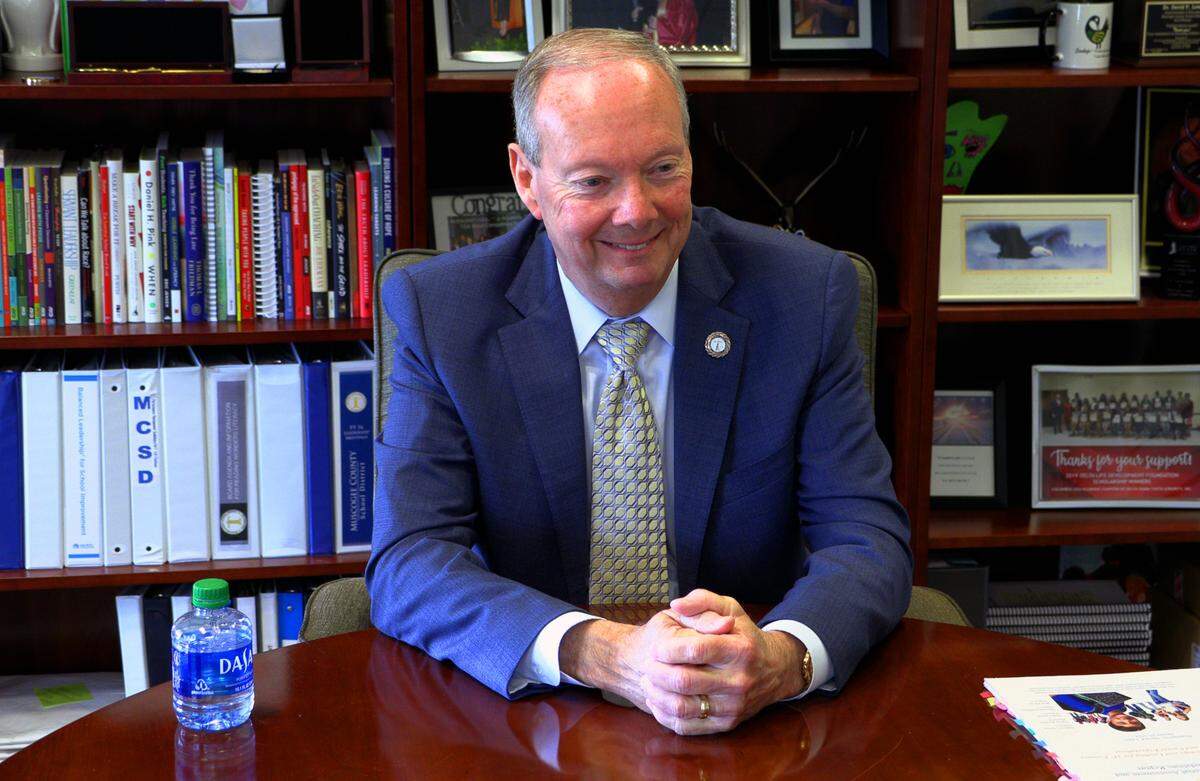 David Lewis, superintendent of the Muscogee County School District, answers question about his ten-year plan during an interview with the Ledger-Enquirer on July 5, 2023.