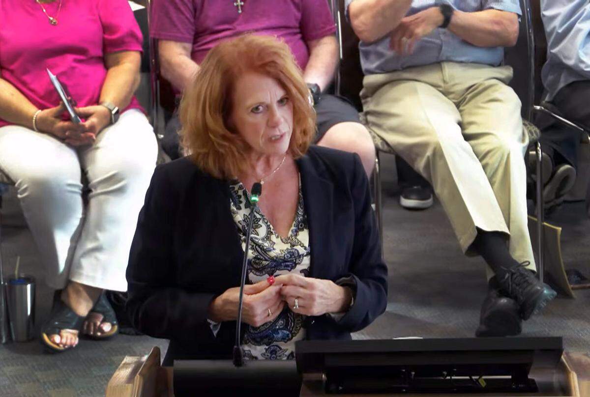 Karen Gaskins speaks during a Columbus Planning Advisory Commission meeting about a proposed development at 5201 Macon Road in Columbus, Georgia. 08/21/2024