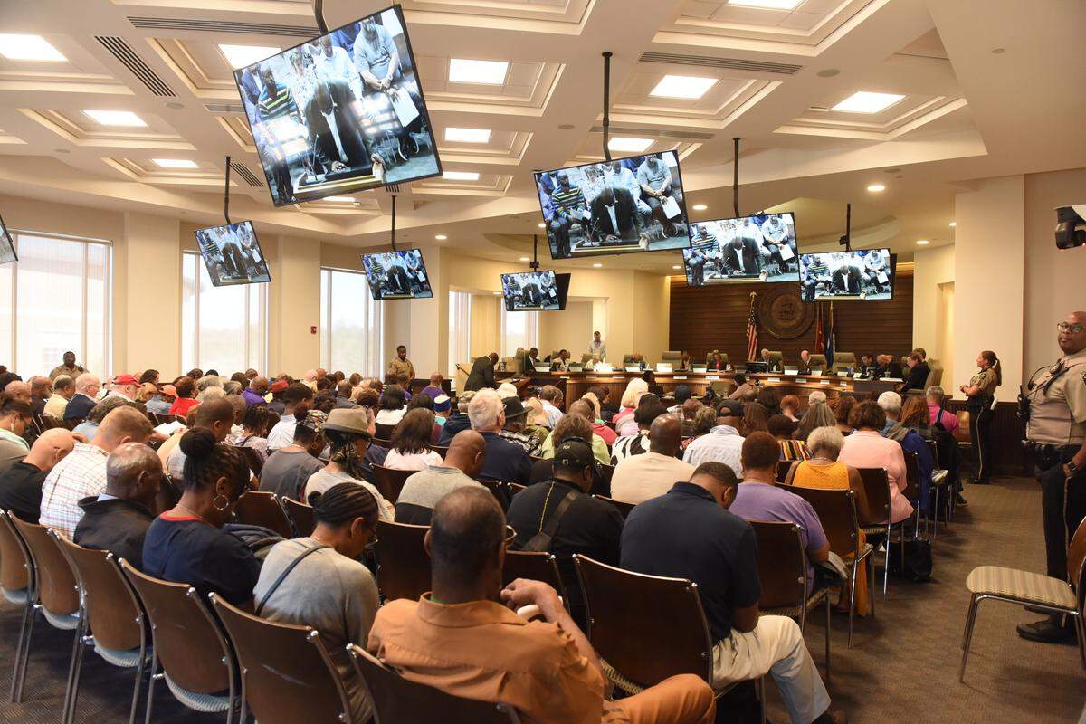 Columbus residents packed the Columbus Council chamber in the City Services Center on March 25, 2025, for the first meeting after a controversial vote appointing Councilor John Anker.