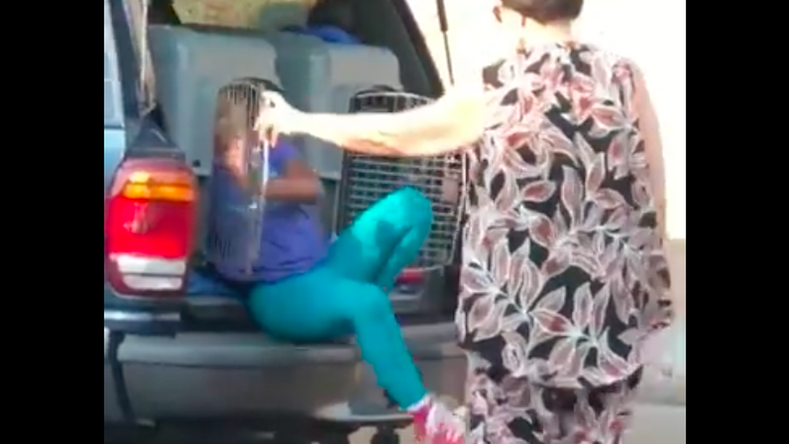 A woman in Memphis Tennessee Leimome Cheeks is charged with child endangerment after video showed her letting a child out of a dog kennel that was in the trunk of her car. Police say they drove about 35 minutes.