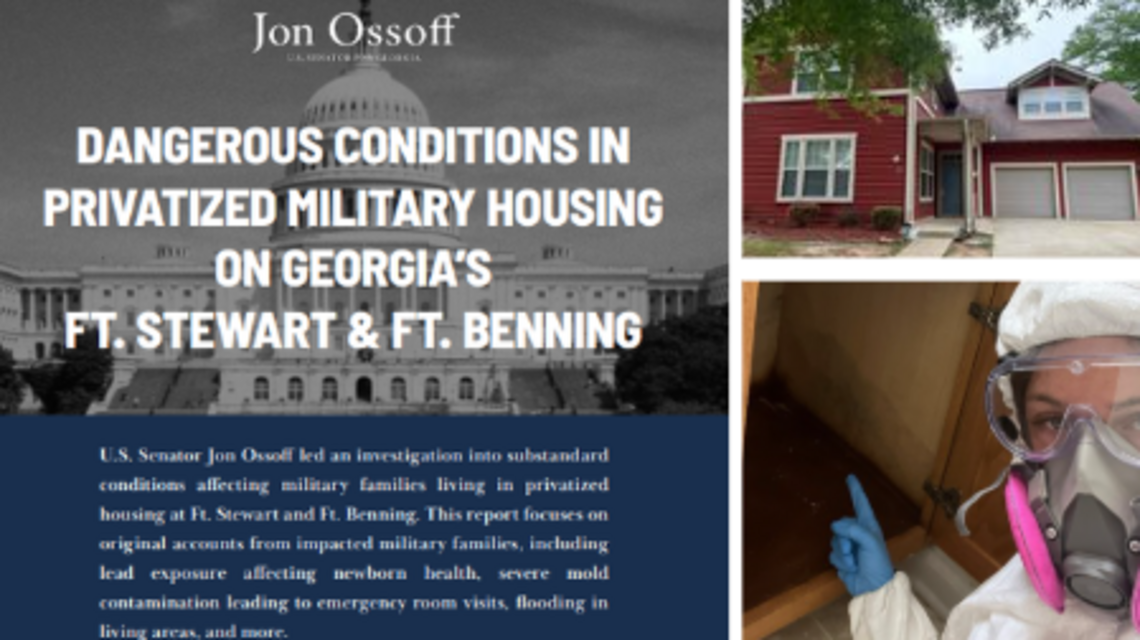 Former Fort Benning family private housing ‘nightmare’ revealed in Ossoff investigation