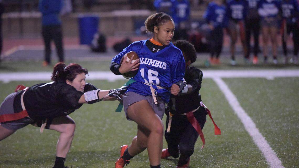 Columbus flag football team won a title on the field, but there was victory in the stands, too