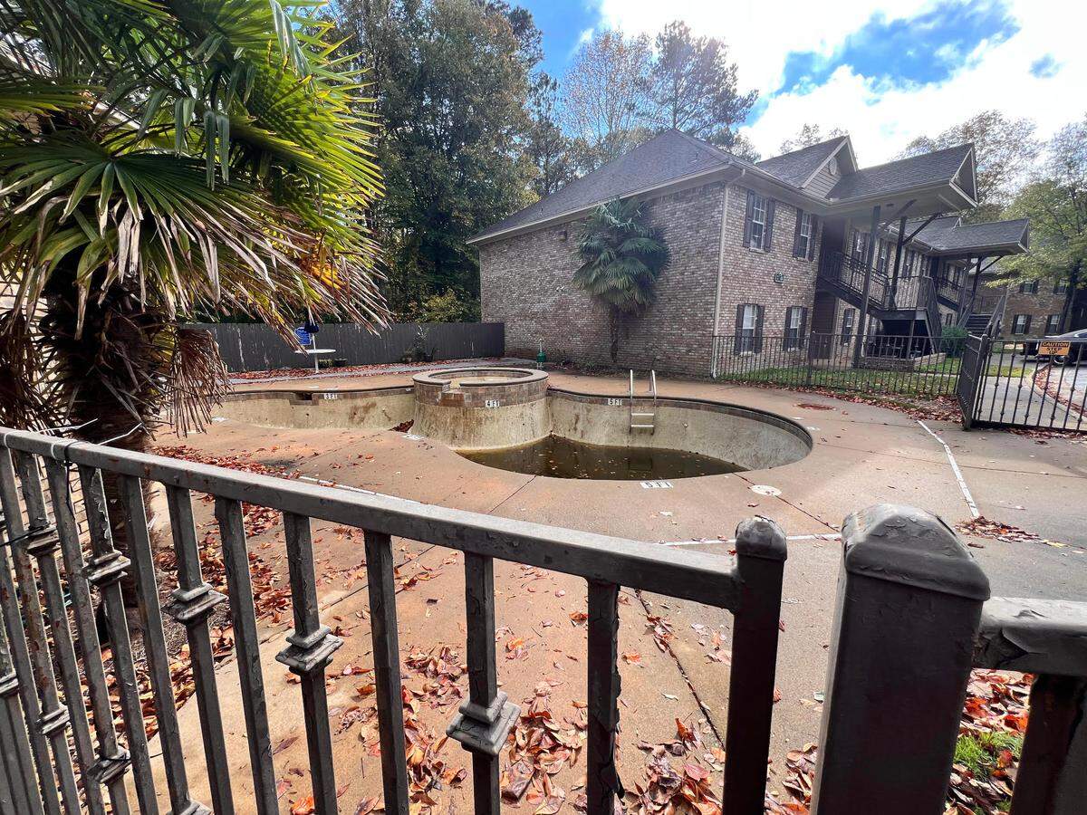 Out-of-order pool at the Links of Maple Ridge, where tenants face their water being disconnected despite paying for their utilities each month with their rent.