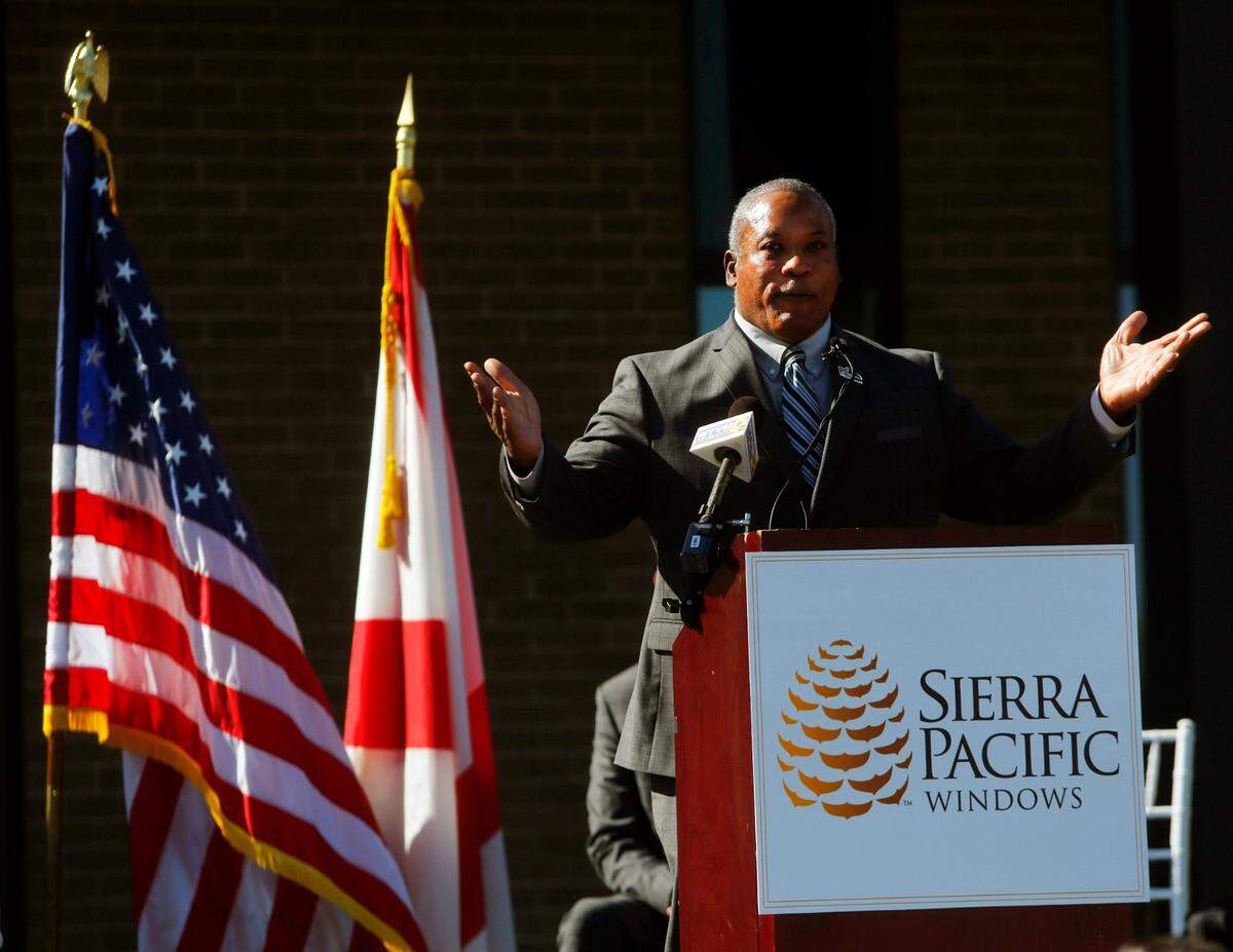 Phenix City Mayor Eddie Lowe speaks Tuesday morning during a ribbon cutting ceremony for Sierra Pacific Windows’ newest location in Phenix City, Alabama. 10/22/2024