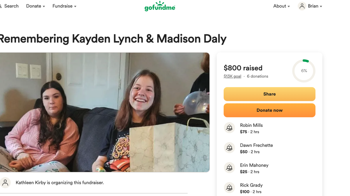 This is a screenshot of the fundraiser for the survivors of the Christmas Eve double homicide in Lee County, Alabama.