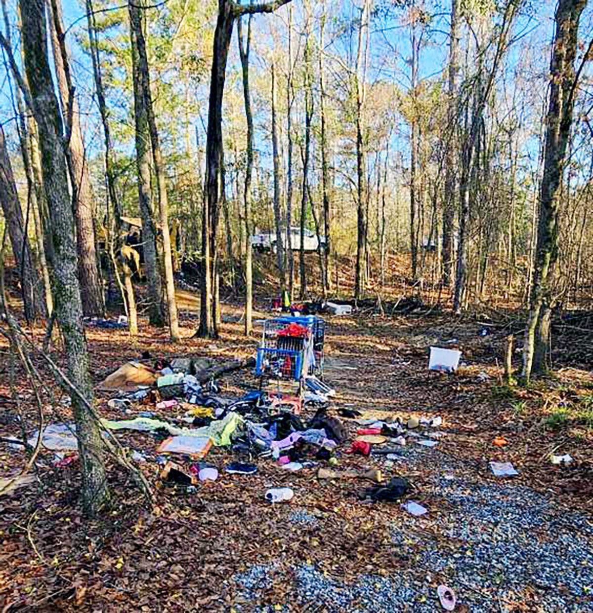 This photograph is from a report to Columbus, Georgia, city leaders from the Department of Public Works about homeless camps in Columbus, Georgia.