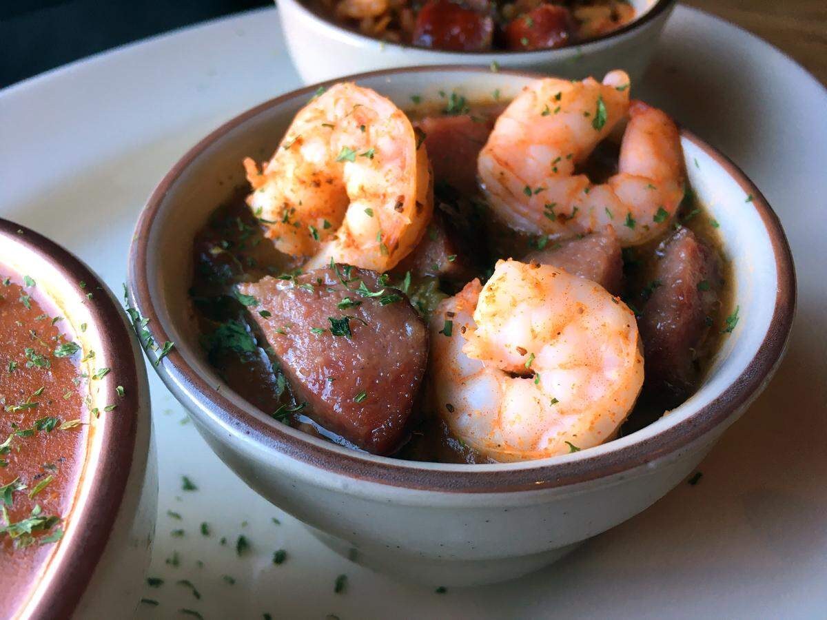 One of the dishes Ledger-Enquirer reporter Nick Wooten ordered at Café Le Rue was Seafood Gumbo with Shrimp and Sausage. Café Le Rue is located in The Landings in Columbus, Georgia.