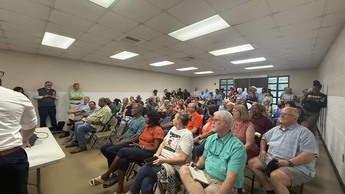 Midland residents packed a meeting room July 21, 2025, in the Psalmond Road Recreation Center to fight against the proposed rezoning of 9101 Macon Road for a multiuse development in Columbus.