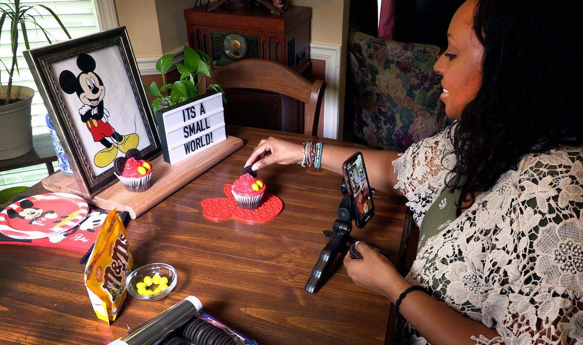 Gabrielle Williams of Columbus, Georgia is the creator of the original Disney Movie Food Series on popular social media platform TikTok. Here, she’s making cupcakes inspired by Mickey Mouse.
