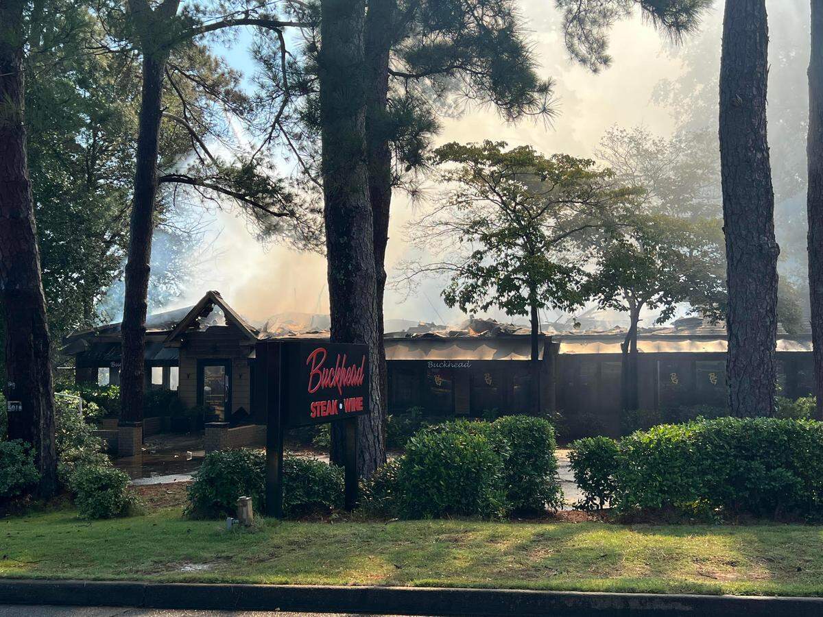 Buckhead Steak and Wine caught fire the morning of Sept. 14. The cause of the fire was unknown, but investigators were on the scene.