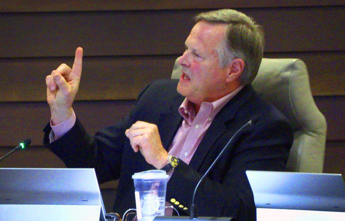 Columbus Councilor Glenn Davis speaks about the proposed Columbus Sports & Entertainment Facilities Authority during the Feb. 25, 2025, council meeting.