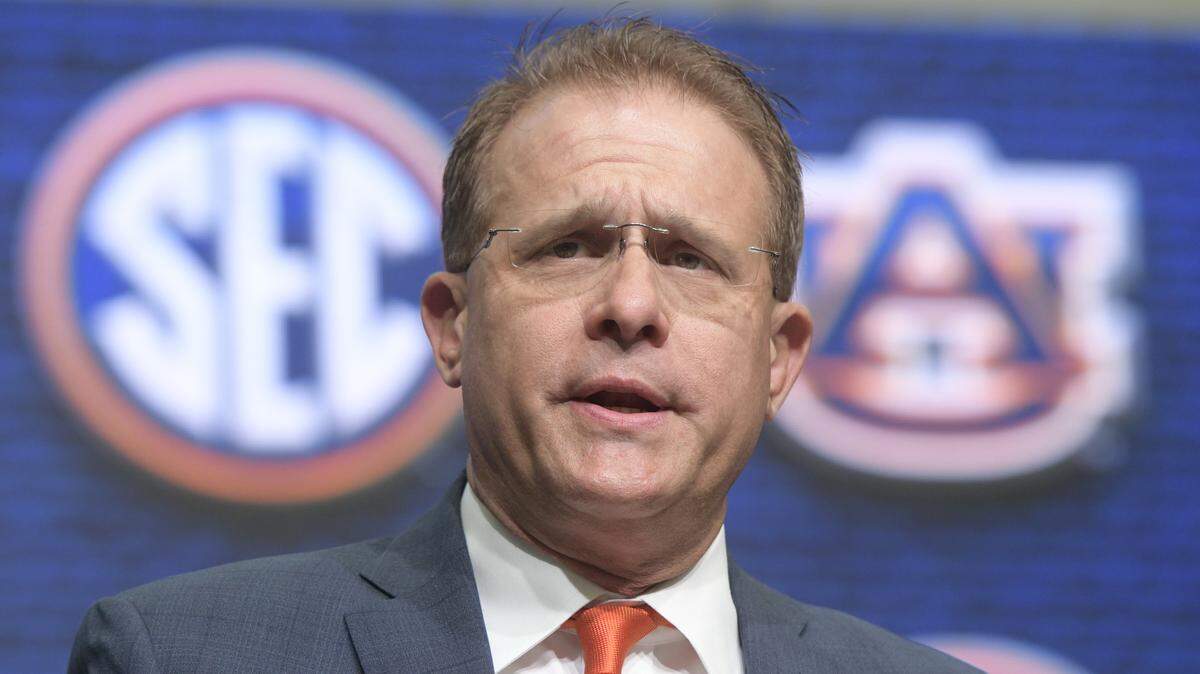 Auburn Tigers head football coach Gus Malzahn speaks during the Southeastern Conference Media Days at the College Football Hall of Fame in Atlanta, Thursday, July 19, 2018.