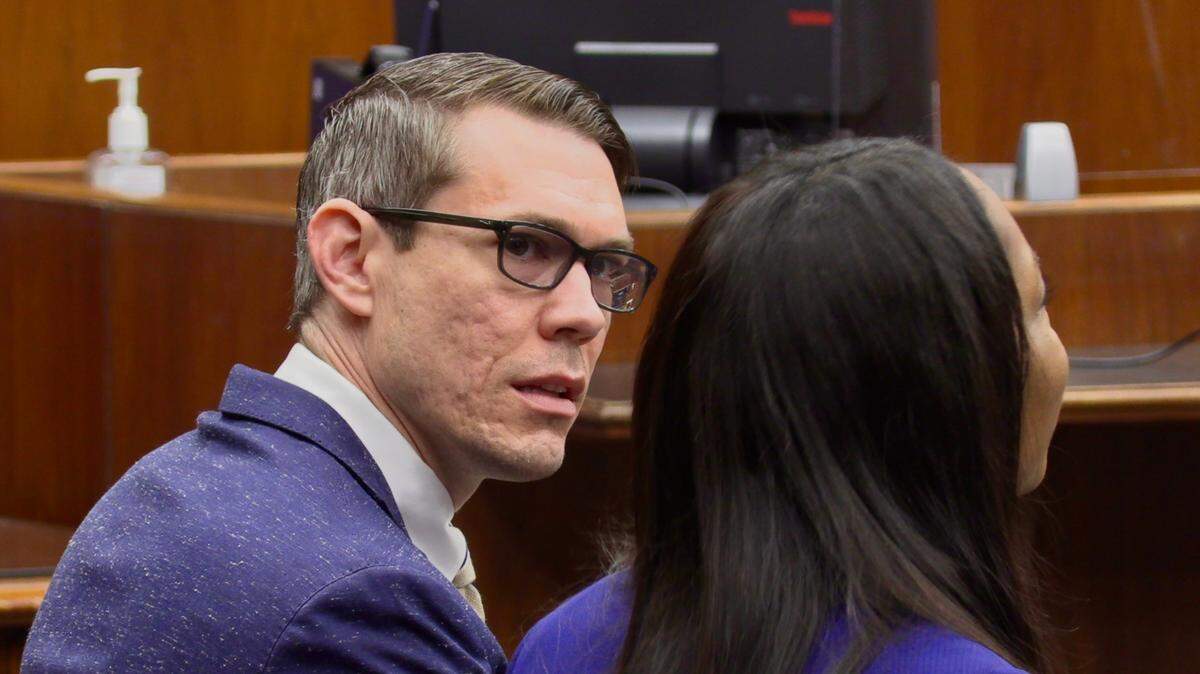Former Columbus District Attorney Mark Jones waits in court in this L-E file file photo. Jones has asked the state supreme court to allow him to surrender his law license.