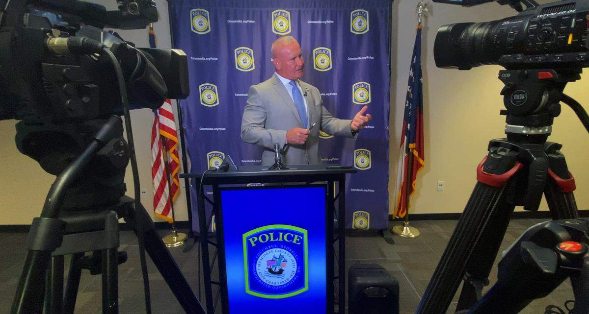 Stoney Mathis answers questions from the media Monday morning. Columbus Mayor Skip Henderson appointed Mathis interim police chief of the Columbus Police Department.