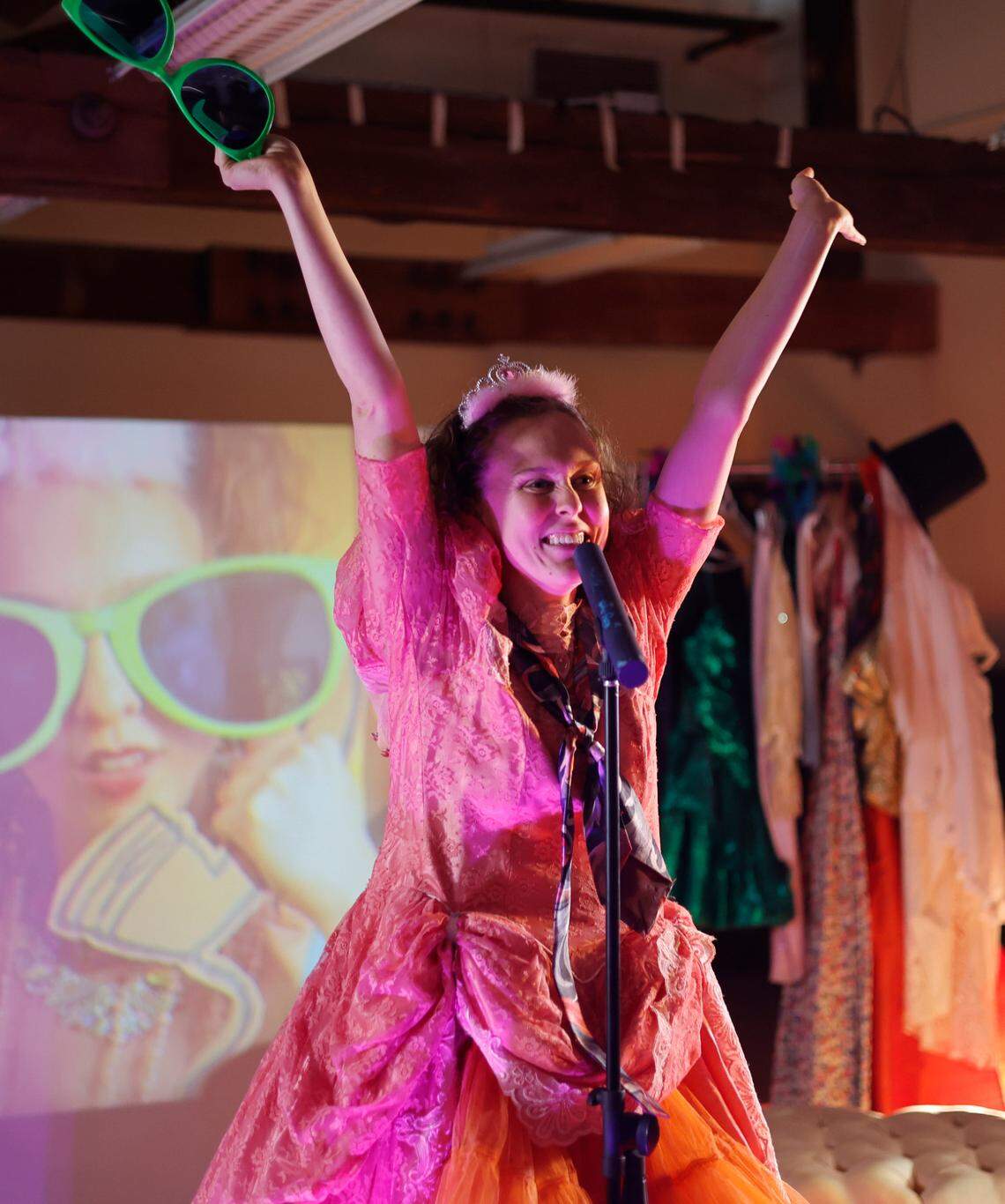 Lucy Werner, a singer, actor, and co-creator of “Playing Dress Up” rehearses for the show’s upcoming performance at The Bo Bartlett Center in Columbus, Georgia. 05/30/2025